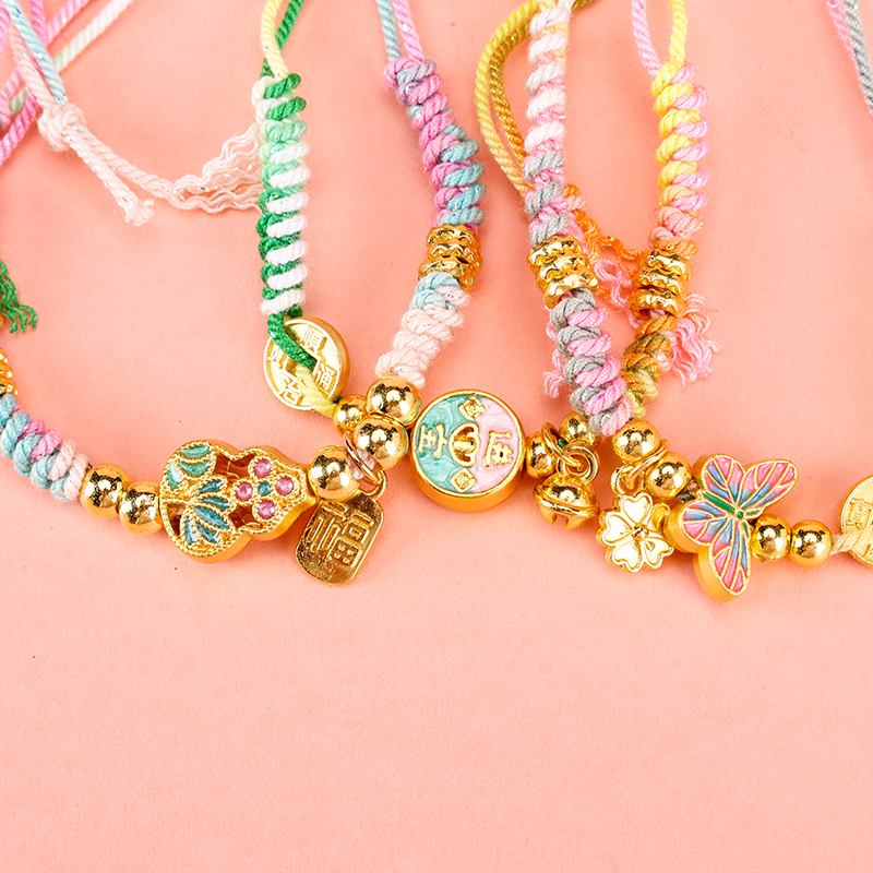 Gold Enamel Cotton Rope Bracelet Alloy 4021001288