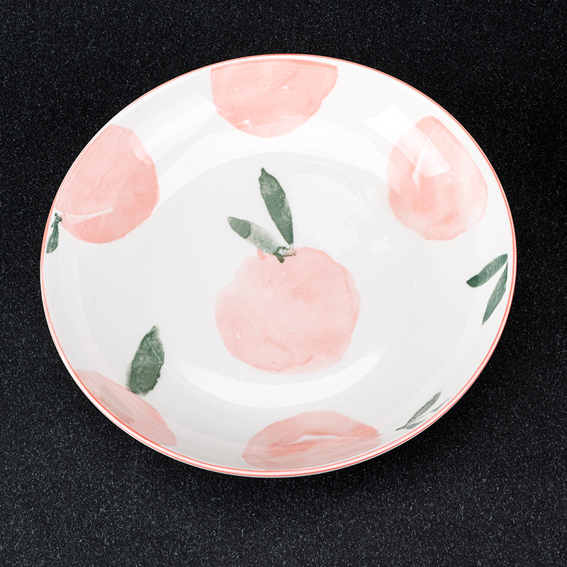 Mingxin 8-inch Rain Stone Plate Peach Ceramic Code 1200400600