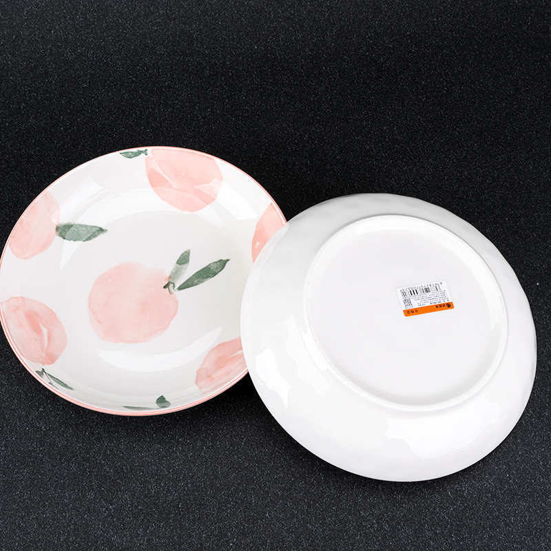 Mingxin 8-inch Rain Stone Plate Peach Ceramic Code 1200400600