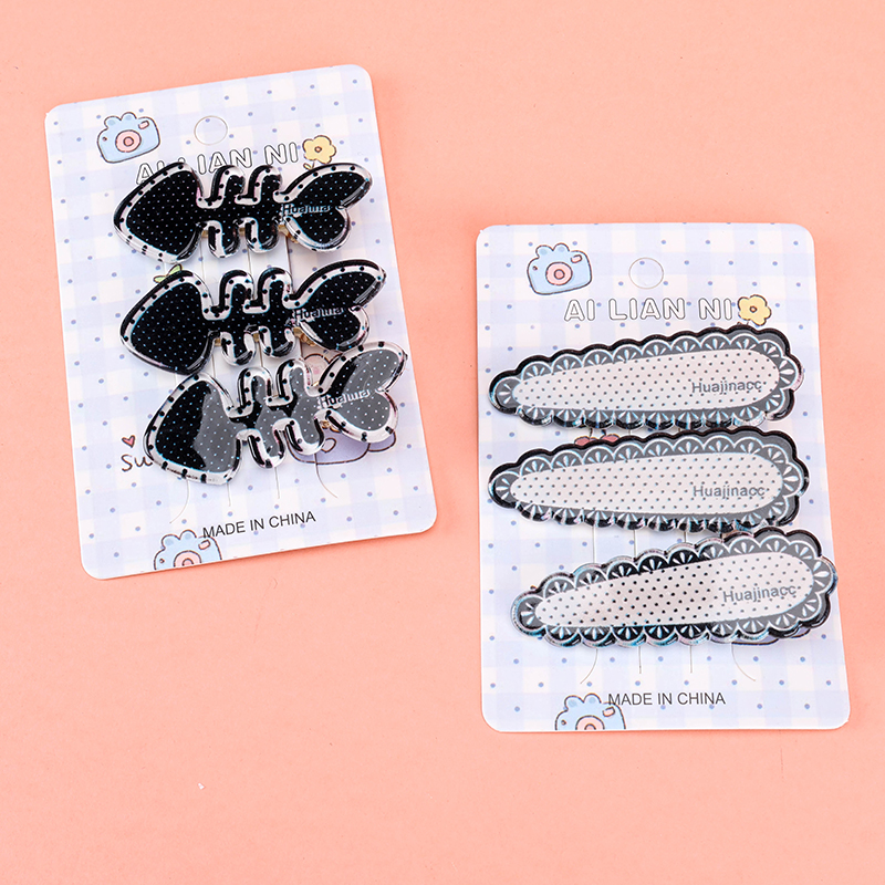 3-Piece Black White Duckbill Clip