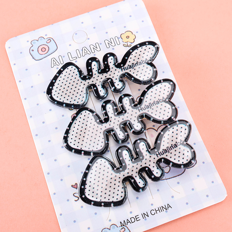 3-Piece Black White Duckbill Clip
