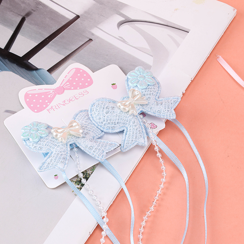 Bow Pearl Ribbon Duckbill Hair Clip