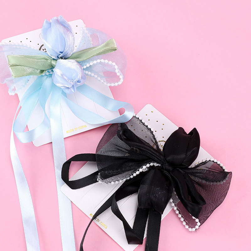 Bow Ribbon Duckbill Hair Clip with Tulip 4010402864