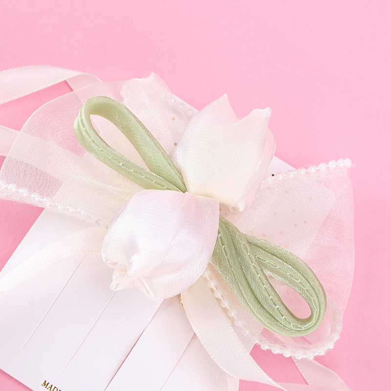 Bow Ribbon Duckbill Hair Clip with Tulip 4010402864
