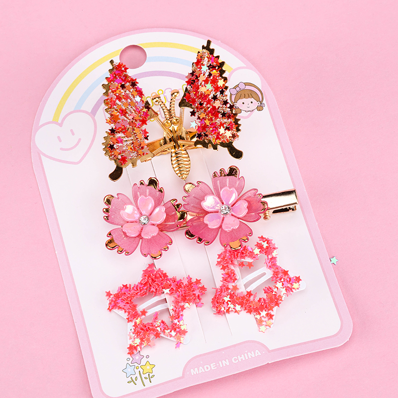 Boxed Lively Butterfly Flower Duckbill Hair Clip Set Alloy