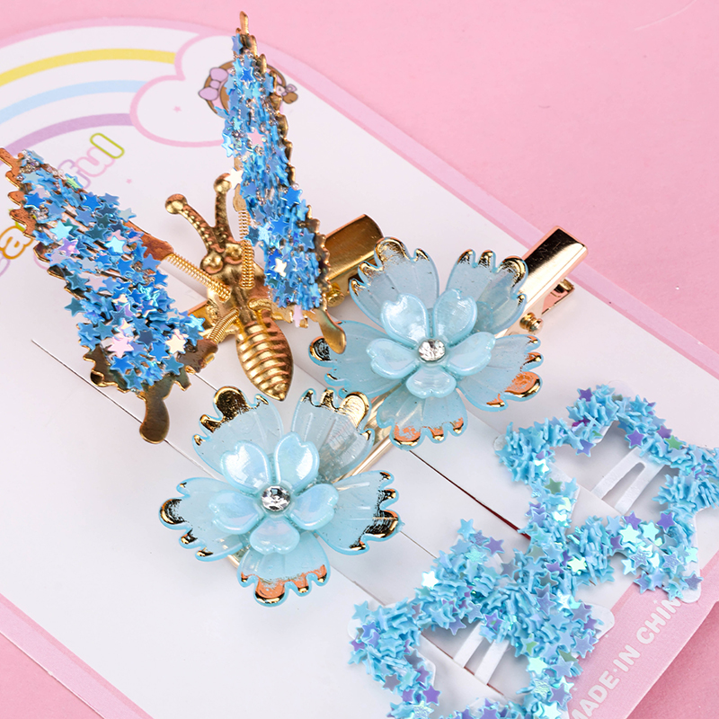 Boxed Lively Butterfly Flower Duckbill Hair Clip Set Alloy