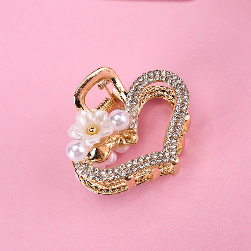 Pearl Rhinestone Flower Small Hair Claw Clip