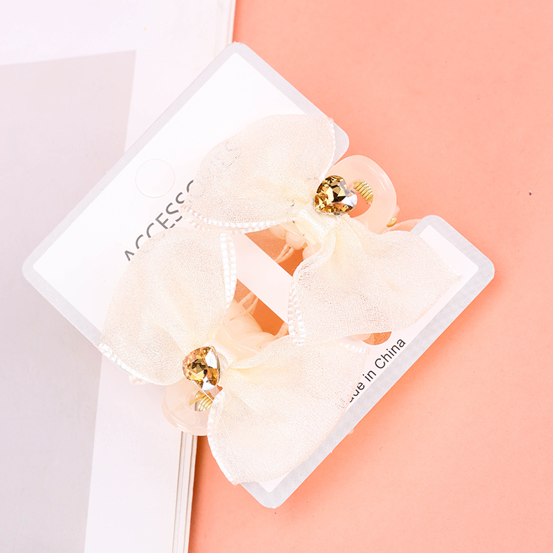 Boxed Double-Sided Zircon Mesh Bow Small Hair Claw Clip Plastic 4011900419