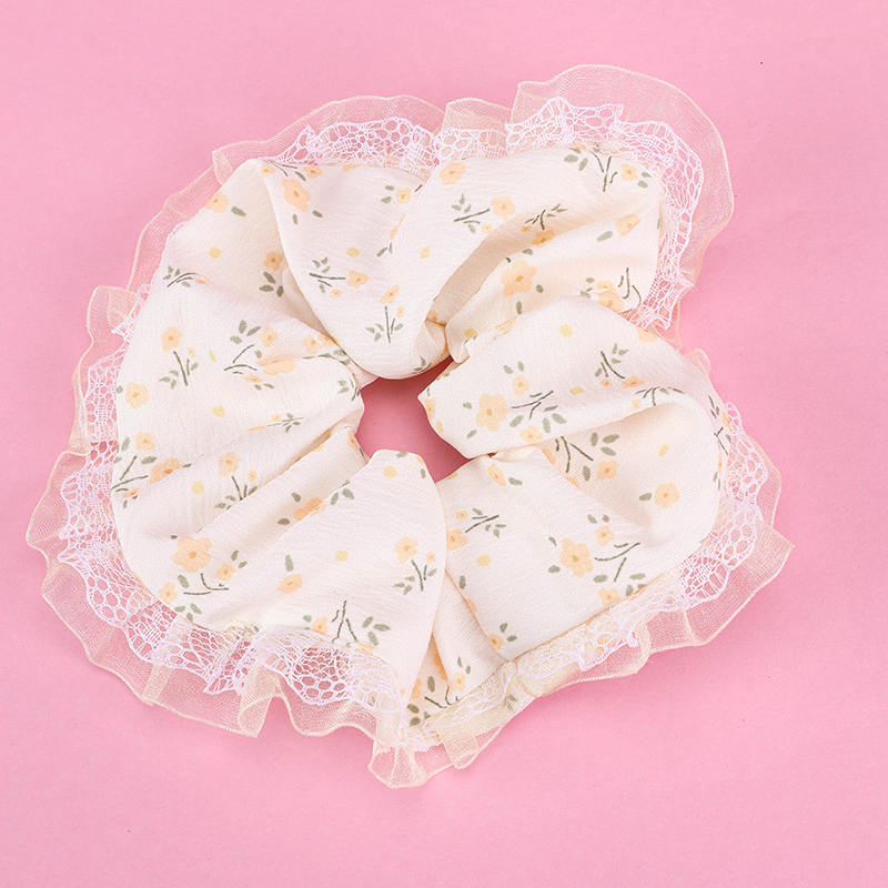 Floral Yarn Edge Polyester Hair Scrunchie 4012102005