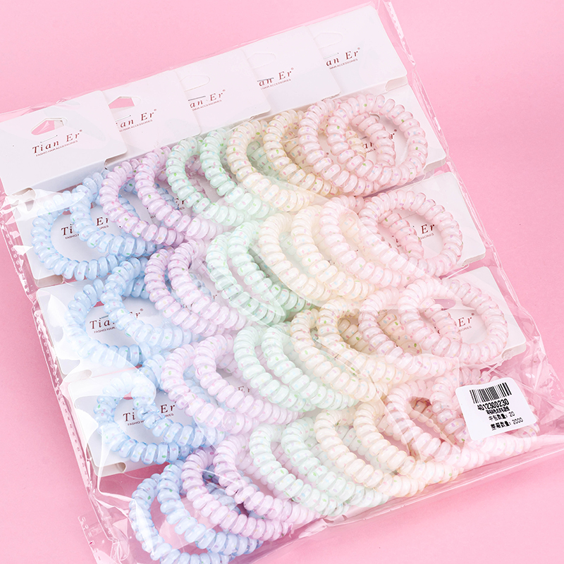 Two Color Dot Telephone Cord Hair Ties