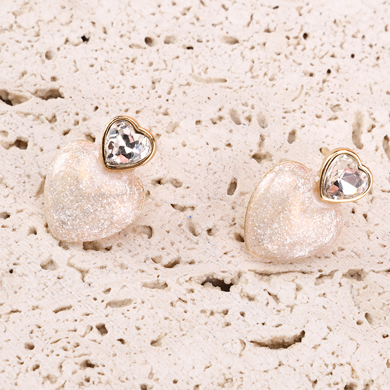 Crystal Heart CZ Ear Studs