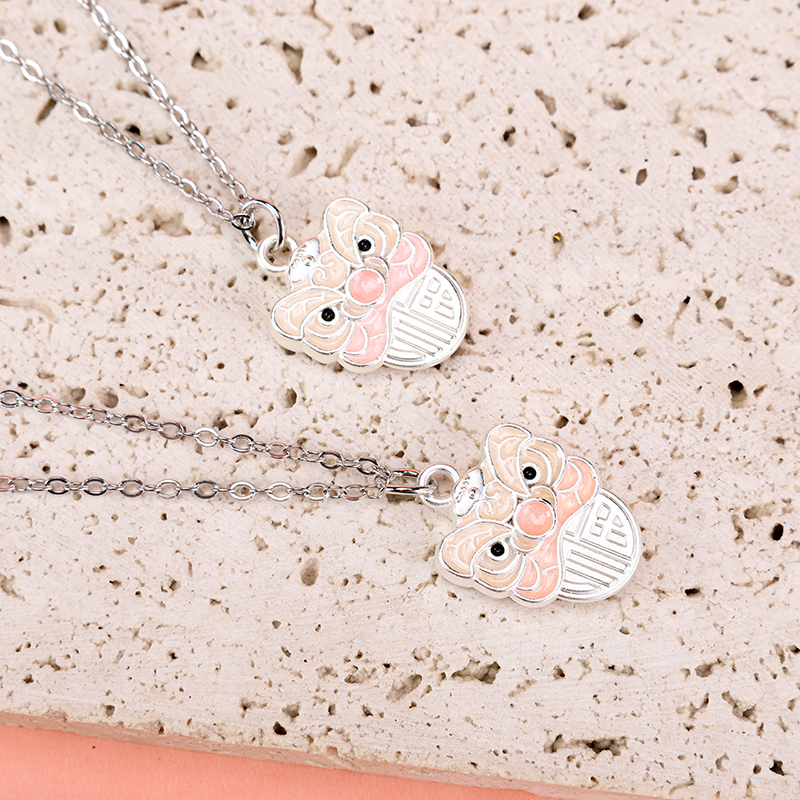 Enamel Lion Pendant Necklace