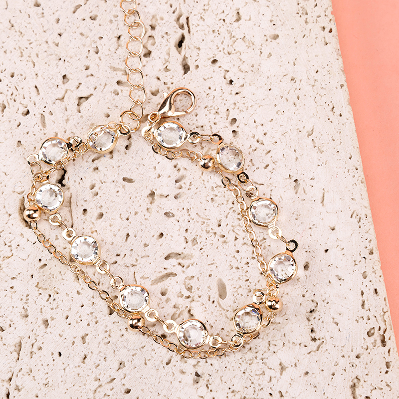 Double Layer Crystal Bracelet Alloy 4021001281