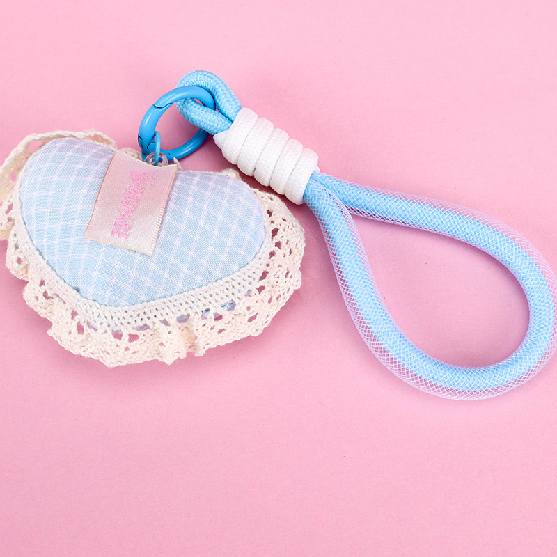 Fabric Lace Heart Rope Charm