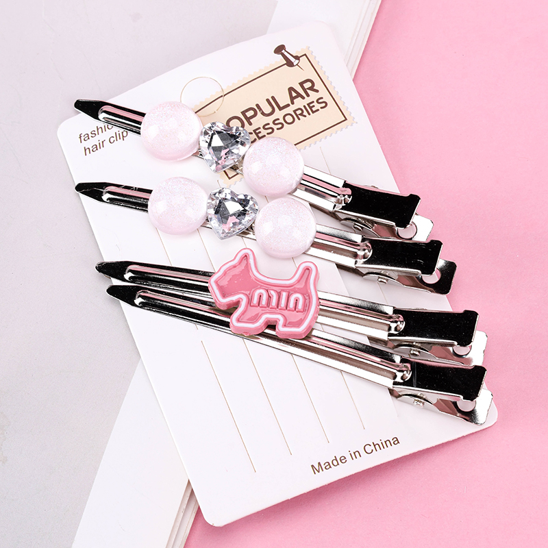 Cat Eye Zircon Duckbill Hair Clip 4pcs Card 4010402854