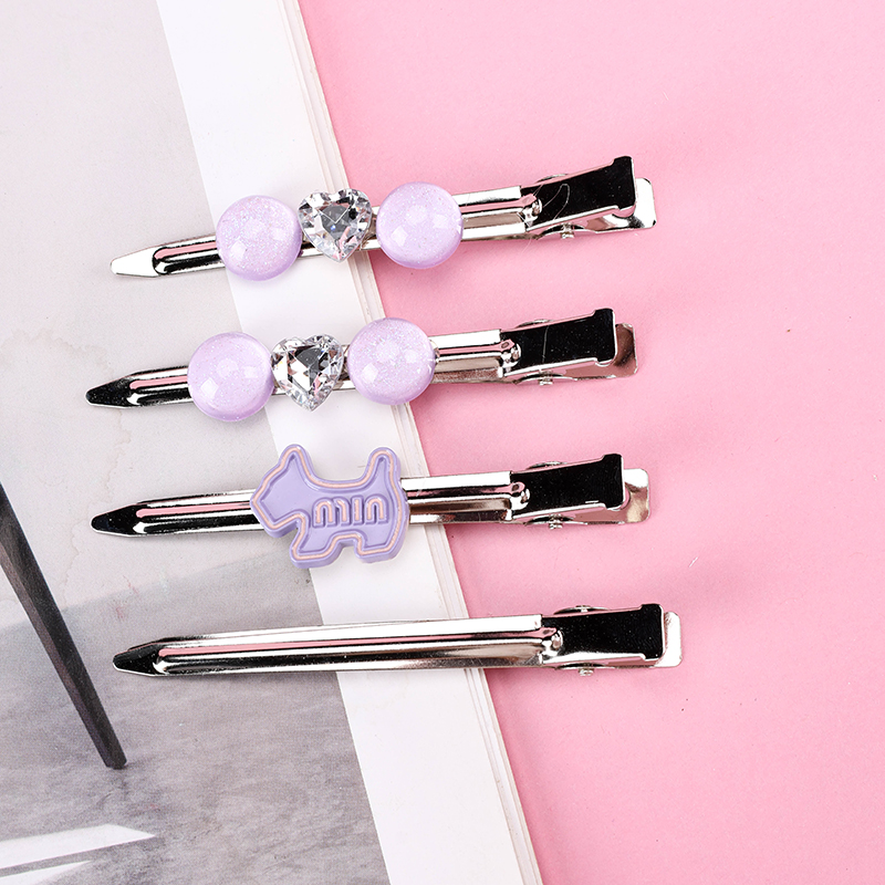 Cat Eye Zircon Duckbill Hair Clip 4pcs Card 4010402854