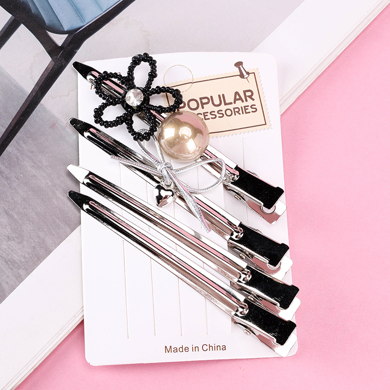 Boxed Small Flower Bow Pointed Duckbill Hair Clip Alloy Resin 4010402855