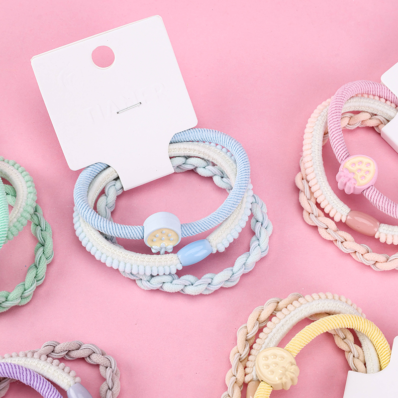 3 Drip Strawberry Pattern Rubber Hair Bands