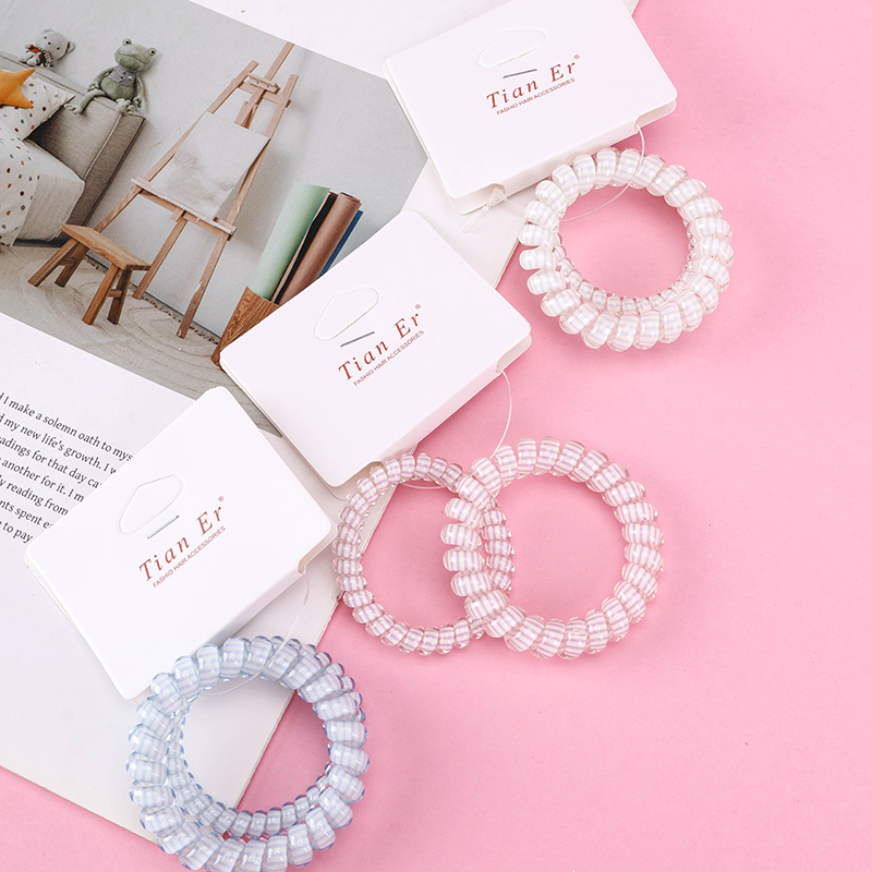 2 Colored Plaid Phone Cord Hair Ties