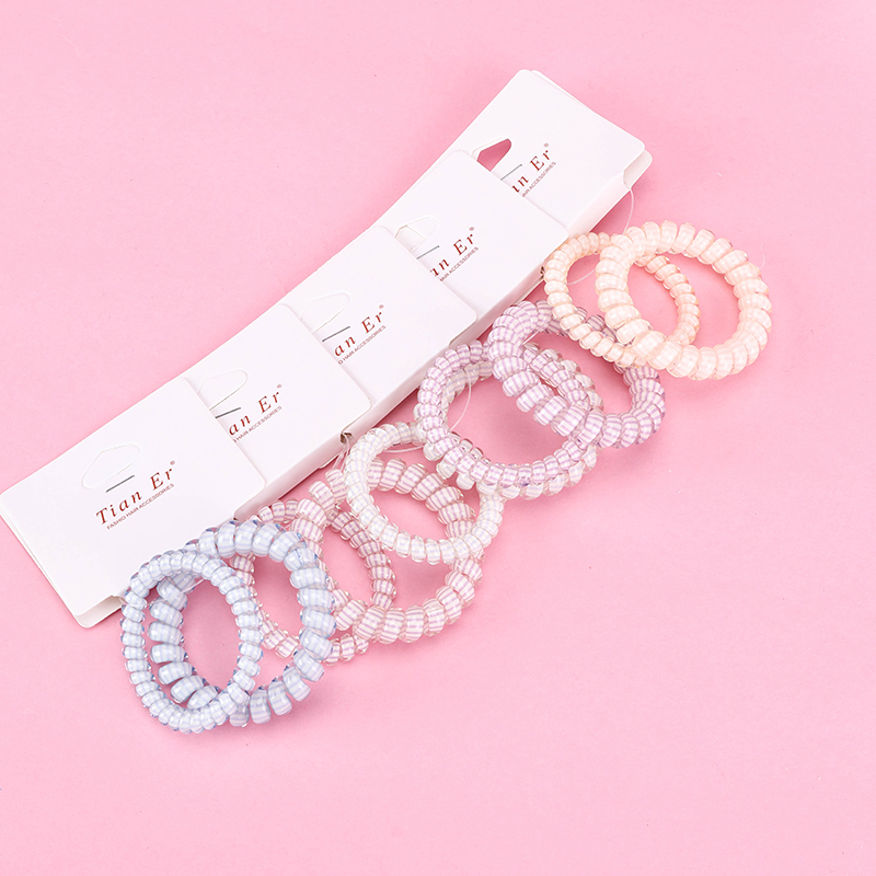 2 Colored Plaid Phone Cord Hair Ties