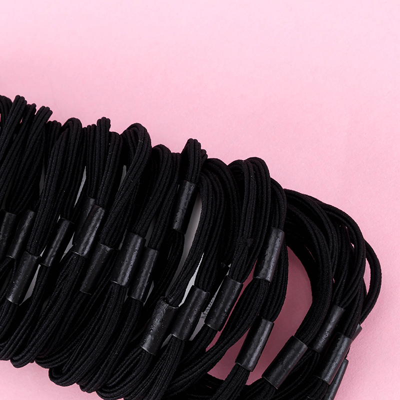 3 Two-in-One Black Rubber Hair Bands