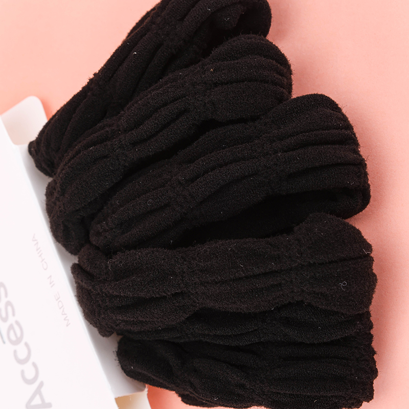 5 Black Bamboo Cotton Hair Bands