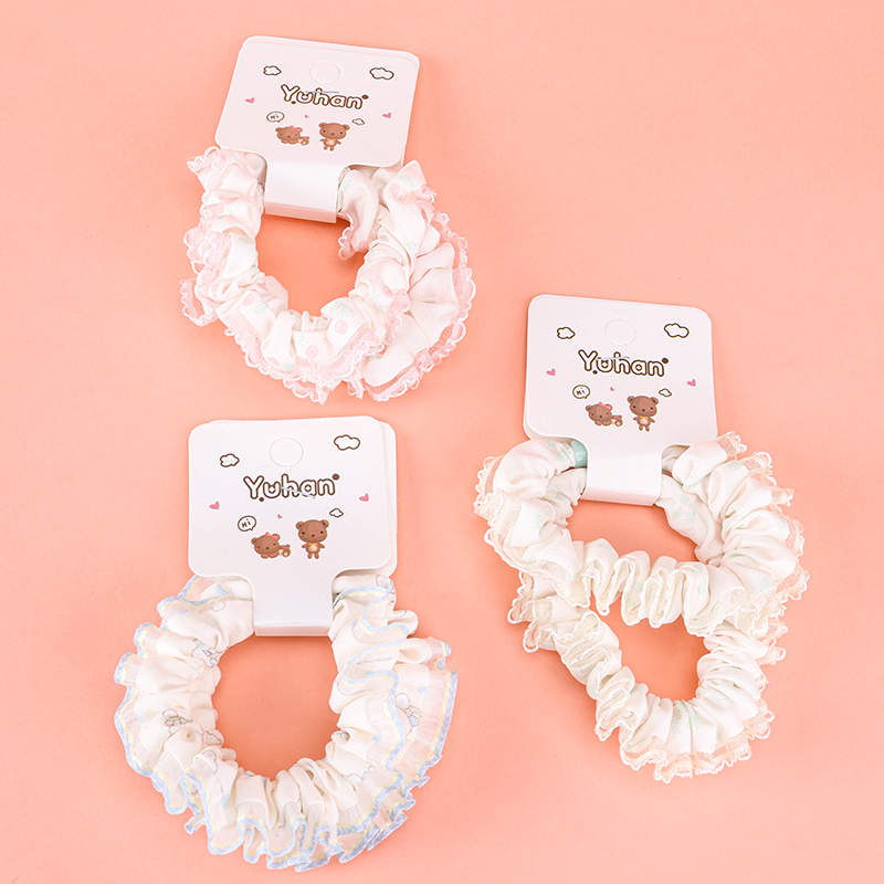 Basket Yarn Edge Printed Hair Scrunchie 4012102008