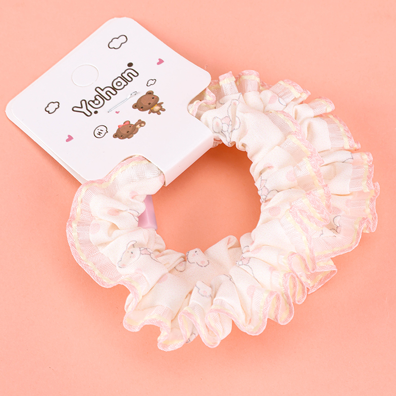 Basket Yarn Edge Printed Hair Scrunchie 4012102008