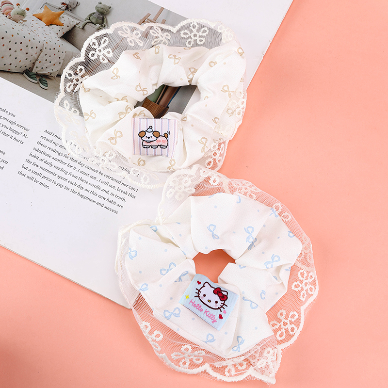 Fabric Basket Lace Edge Labeling Colon Ring Hair Scrunchie 4012102015