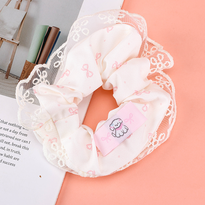 Fabric Basket Lace Edge Labeling Colon Ring Hair Scrunchie 4012102015