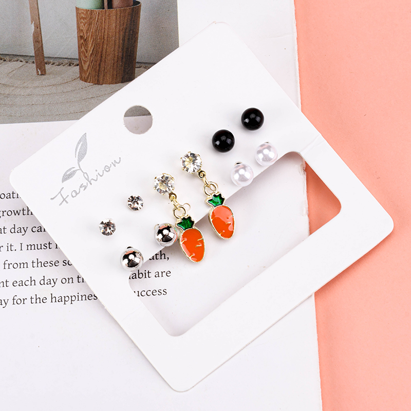 Enamel Pearl Ear Studs Alloy 4020101179