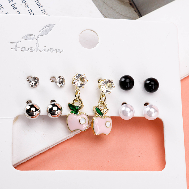 Enamel Pearl Ear Studs Alloy 4020101179