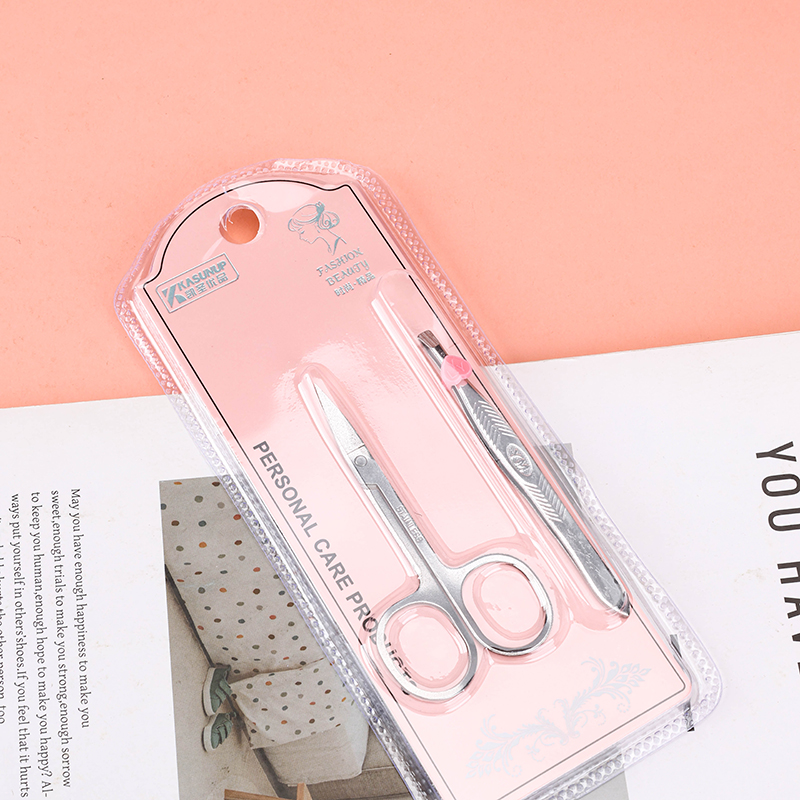 K-845 Eyebrow Tweezer Scissors Set Stainless Steel