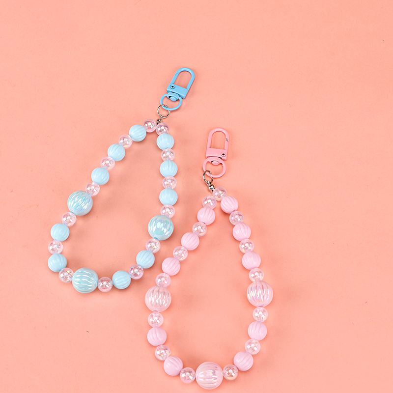 Cream Pumpkin Bead Phone Strap Bag Charm