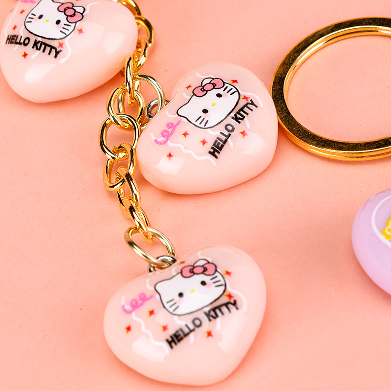Cartoon Printed Heart Resin Bag Charm