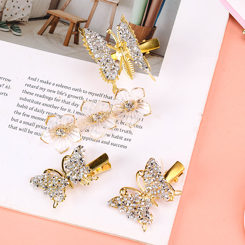Rhinestone Flower Duckbill Hair Clip