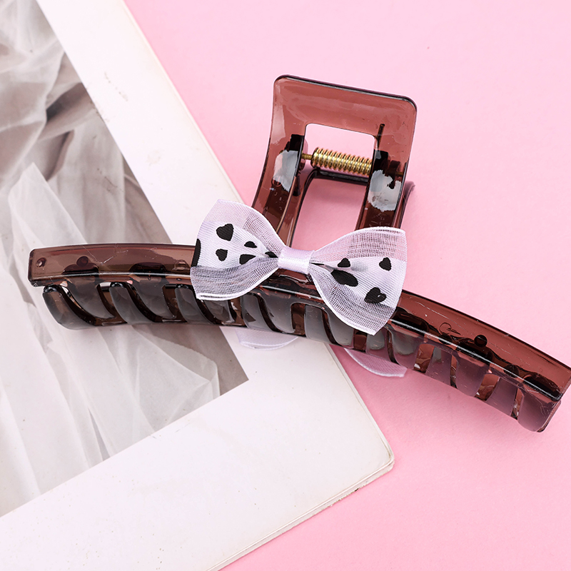 13 cm Plastic Hair Claw Clip Mesh Bow Tie 4011801312