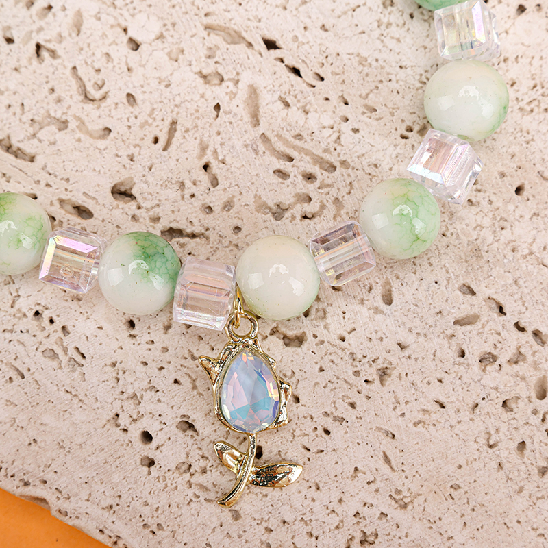 Gradient Enamel Flower Charm Bracelet Plastic Glass 4021001302
