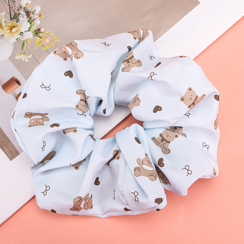 Polyester Bear Print Bowel Ring Hair Scrunchie 4012102035