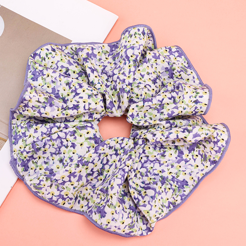 Gauze Floral Overlaid Polyester Hair Scrunchie 4012102037
