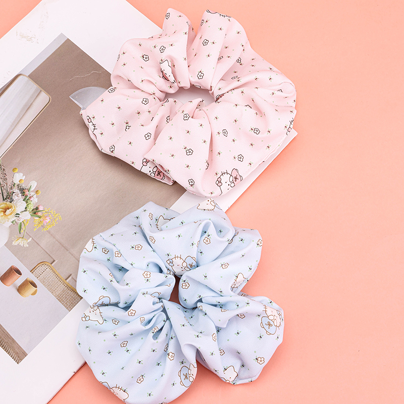 Polyester KT Cat Print Colon Ring Hair Scrunchie 4012102040