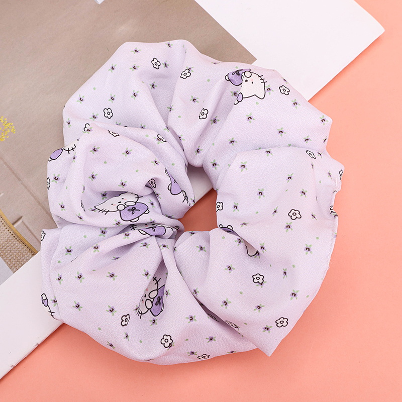 Polyester KT Cat Print Colon Ring Hair Scrunchie 4012102040