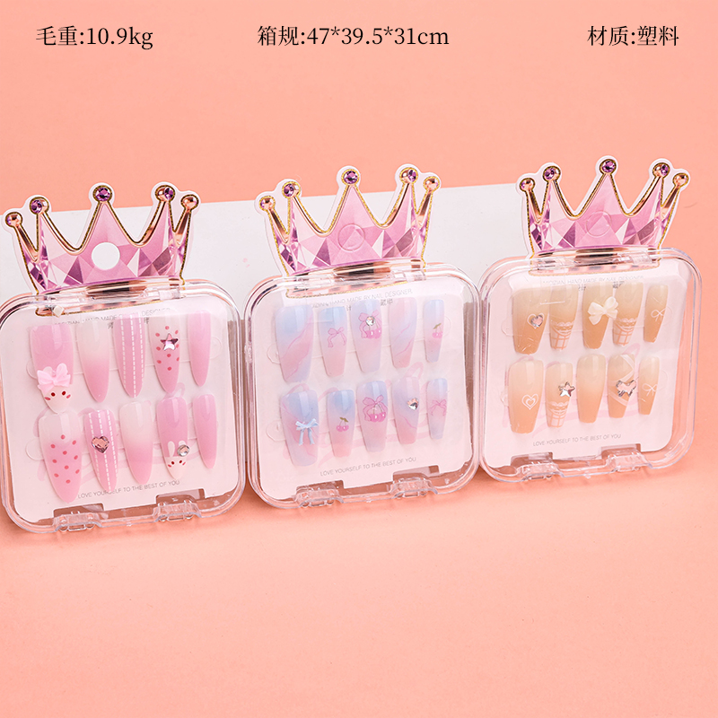 Long Rhinestone False Nails