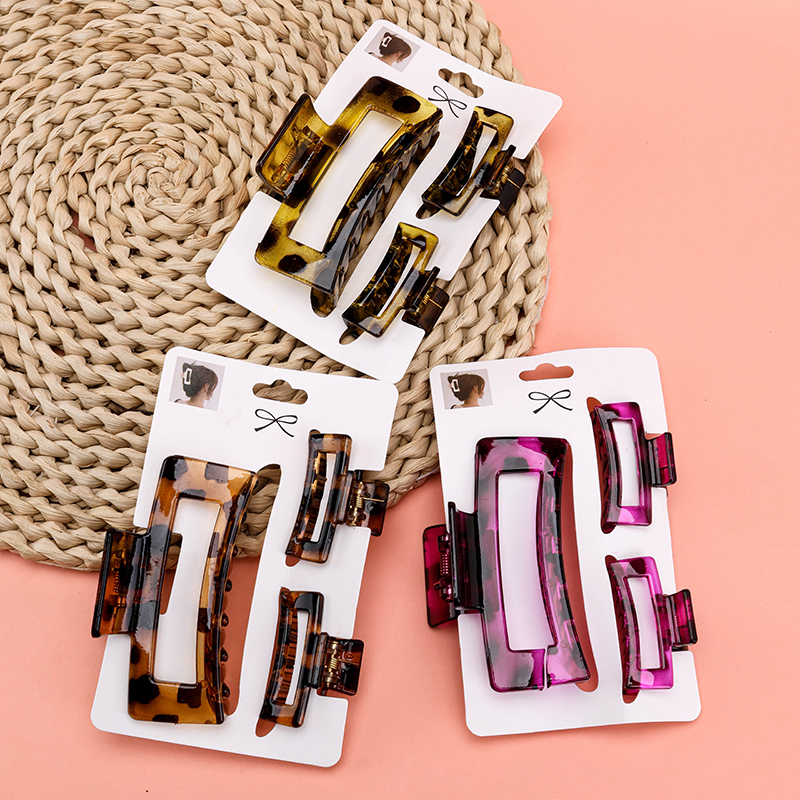 Leopard Square Large Hair Claw Clip Set 2+1 GPPS 4011801308