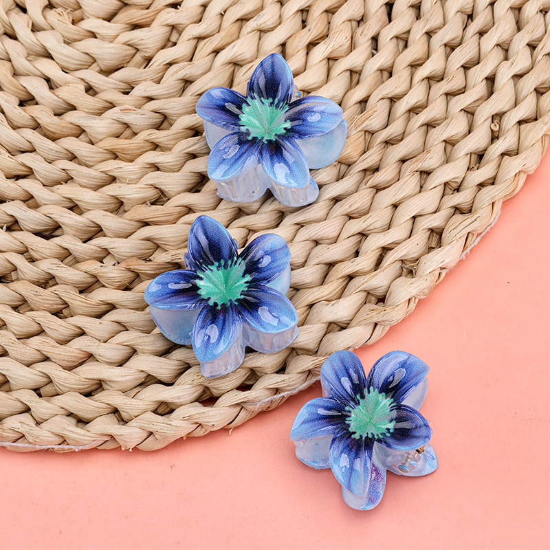 Plastic Two Tone Frangipani Hair Claw Clip 3 Pieces 4011900421