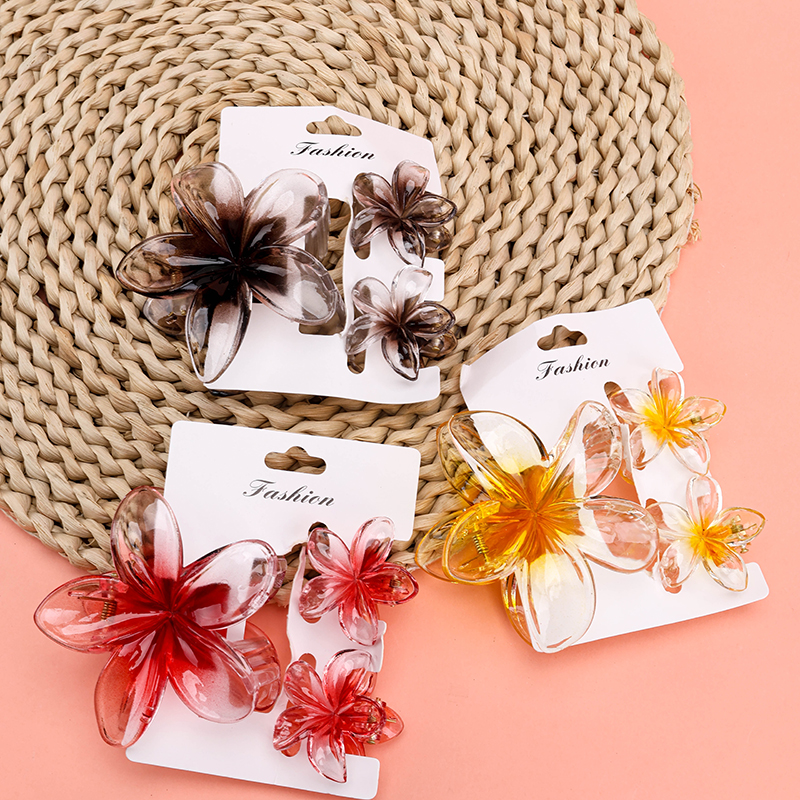 Champagne Five-Petal Flower Hair Claw Clip Set PS 4012000364