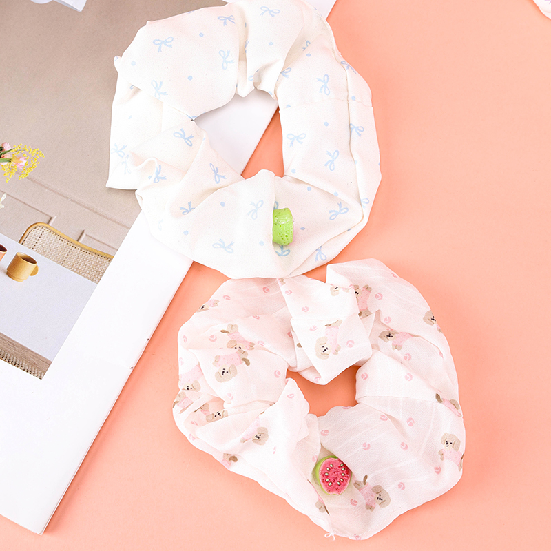 Nylon Polyester Boxed Floral Fruit Bowel Ring Hair Scrunchie 4012102018