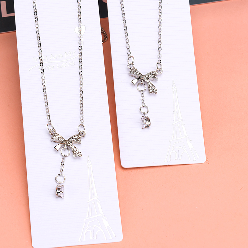 Rhinestone Bow Pendant Necklace