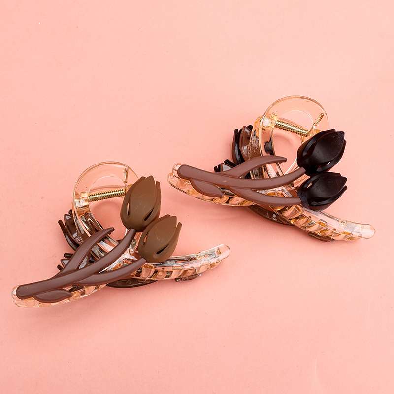 New Coffee Tulip Large Hair Claw Clip Plastic 4011801296