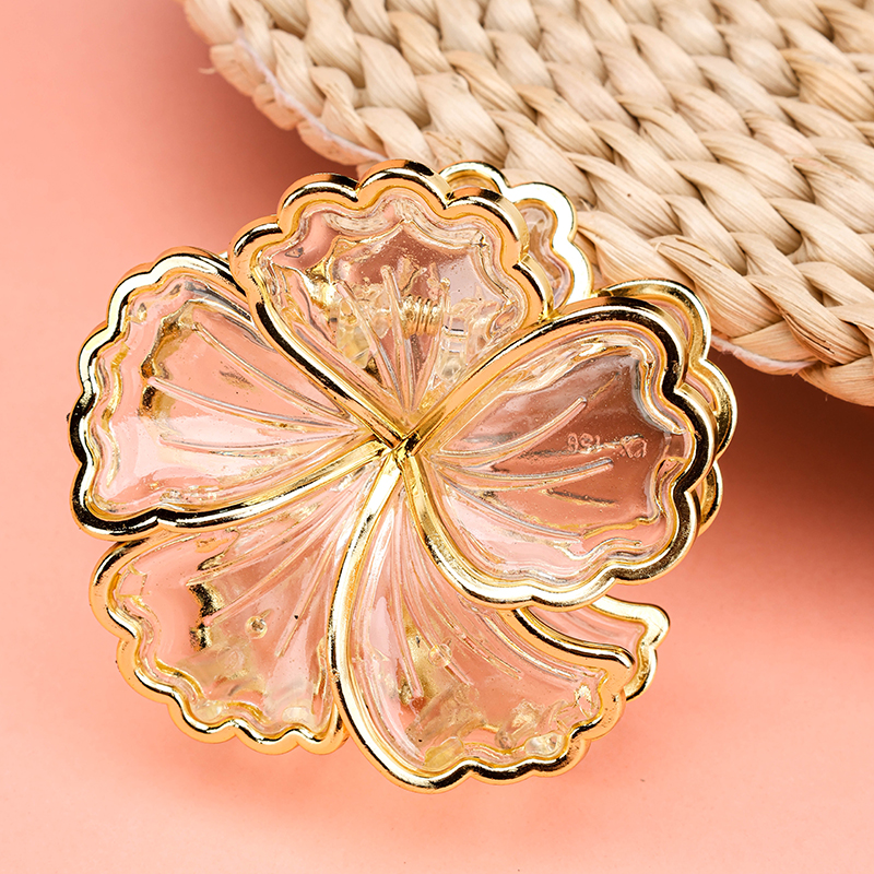 Gold Trim Five Petal Flower Medium Hair Claw Clip PS 4012000352